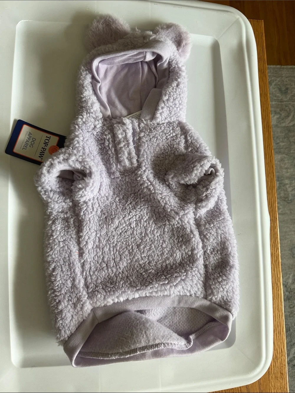 Plush Teddy Ear Hoodie Pet Sweater - Light Lilac - Picture 1 of 2